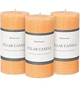 3x6 Inch Yellow Pillar Candles Set of 3 - Unscented Summer Candles, Long Clean Burning, Large Big...