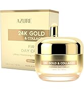 AZURE 24K Gold & Collagen Firming Day Cream - Illuminating & Lifting Moisturizing Cream with Hyal...