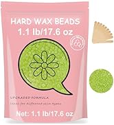 Hard Wax Beads, Bouvetan 1.1lb/17.6oz Wax Beans for Hair Removal, Sensitive Skin Hard Wax for Fac...