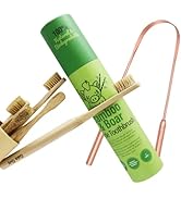 Gaia Guy Plastic-Free Oral Health Care Bundle - 6 Bamboo and Boar Bristle Toothbrushes and a Copp...