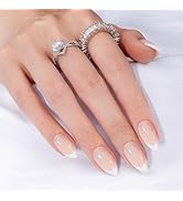 Canvalite French Tip Press On Nails, 30Pcs Short Almond Press on Nails Reusable Acrylic Fake Nail...