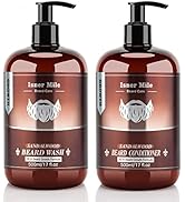 ISNER MILE Beard Wash & Conditioner Set 17 oz Men Beard Shampoo Conditioner Kit with Biotin Argan...