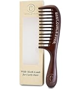 Controlled Chaos Wide Tooth Comb for Curly Hair – 100% Peachwood Anti Static Detangling Comb, Sca...