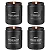 Scented Candles Set | Men Candle Set, Scented Candles for Home, Gifts for Men Aromatherapy Gift Set - 4 Pack Manly Gifts for Dad Fathers Day, Soy Candle of Leather/Smoke & Vanilla/Oak/Lavender