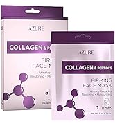 AZURE Collagen & Peptides Lifting Sheet Facial Mask - Restoring, Smoothing & Moisturizing Face Ma...