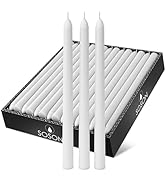 Simply Soson 10 in. White Taper Candles 30 Pack - Candlesticks Dripless Long Tall Bulk - Unscente...