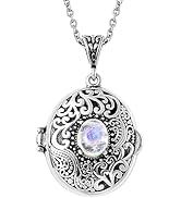SHOP LC Multi Gemstone Picture Locket Necklace for Women Customized Photo Jewelry Memory Personal...