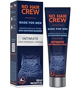 No Hair Crew Intimate/Private At Home Hair Removal Cream for Men - Painless, Flawless, Soothing D...