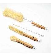 All Natural Bottle Brush and Straw Set (NO Plastic) Sisal Bristles and Wood Handle Bottle Cleaner...