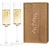 AW BRIDAL Wedding Champagne Flutes set of 2, Crystal Champagne Flutes for Mr and Mrs Glasses Wedding Bridal Shower Gift Engagement Gifts for Bride and Groom