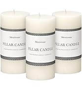 3x6 Inch White Pillar Candles Set of 3 - Hand-Poured Unscented Candles, Long Clean Burning, Large...