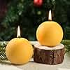 2 Pack Beeswax Round Ball Candles,Hand-Poured Natural Beeswax Candles- 60 H Long Burning Elegant Bees Wax Candles for Home,Paryer,Parties,Unscented Dripless Smokeless Beeswax Candle