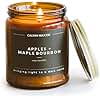 Calyan Wax Co. Soy Wax Candle, Apples + Maple Bourbon Scented Candle, 57 Hour Burn Time, Aromatherapy Soy Candles, Non Toxic & Vegan Soy Wax, Amber Glass Jar Scented Candles, 7.2oz