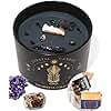 Black Crystal Candle for Women - 12oz Wood Wick Candle That Crackles with Natural Soy Wax. Luxurious Slow Burn, for Meditation. Includes Amethyst & Smokey Quartz Crystals