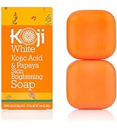 Koji White Kojic Acid & Papaya Skin Brightening Soap, Dark Spots for Face & Body Smooth, Acne Sca...