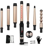 7 -in-1 Infrared Curling Iron Wand Set,Dual Voltage Curling Wand with Temperature Control, Auto S...