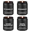 Outdoor Candles Set, Scented Candles for Summer, Soy Jar Candle for Outdoor Patio Indoor Home Scented - Citronella/Lemon Eucalyptus/Lemongrass/Sage & Citrus, Gifts for Father Dad & Men (7oz - 4 Pack)