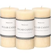 3x6 Inch Ivory Pillar Candles Set of 3 - Hand-Poured Unscented Candles, Long Clean Burning, Large...