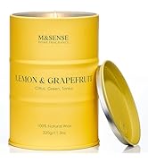 M&SENSE Lemon Grapefruit Scented Candles, Natural Soy Candle 11.3oz 70 Hour Slow Burning, Highly ...