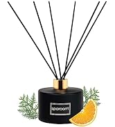 SpaRoom Premium Glass Essential Oils Reed Diffuser Set, Black Diffuser, Cedar Citrus Scent