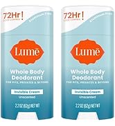 Lume Whole Body Deodorant - Invisible Cream Stick - 72 Hour Odor Control - Aluminum Free, Baking ...
