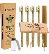 Gaia Guy Plastic-Free Eco Dental Kit - Bamboo and Boar Bristle Toothbrushes, Silk Floss, Travel C...