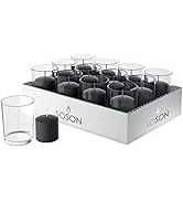Simply Soson 24 Black Votive Candles with Glass - 24 Unscented Votive Candles in Glass - Votive C...