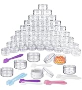 Hoemwarm 60 Pcs 10 Gram Sample Containers with lids, Clear Small Lip Scrub Makeup Containers Mini...