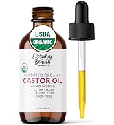 Organic Castor Oil - 100% Pure Certified USDA Organic, Cold Pressed & Hexane-Free, For Eyelashes,...