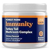 Honest Paws Dog Digestive and Immunity Booster – Turkey Tail Mushroom Blend - Shiitake, Reishi, M...