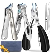 Toenail Clippers for Ingrown Thick Toenails, 5PCS 16mm/37mm Wide Opening Toe Nail Clippers for Me...