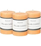 3x4 Inch Yellow Pillar Candles Set of 3 - Unscented Summer Candles, Long Clean Burning, Large Big...