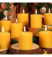 12 Pack Natural Beeswax Pillar Candles,2x2in 100% Pure Beeswax Candles-240 Hours Long Burning,Uns...