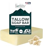 Beef Tallow Soap Bar – All Natural Grass Fed Tallow Soap Unscented – Moisturizing Face & Body Was...