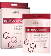 AZURE Retinol & Hyaluronic Acid Anti Aging Facial Sheet Mask - Rejuvenating & Hydrating Face Mask...