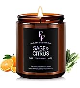 Sage & Citrus Candle, Scented Candle for Home Soy Wax Candle, Aromatherapy Candle Gift for Women ...
