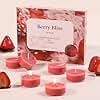 DEVI Strawberry Highly Scented Tea Lights Candles 12 Pack, 3.5-4 Hours Natural Palm Tea Candles Bulk for Home Scented, Red Small Votives with Essential Oils for Home Aromatherapy, Gifts for Woman