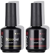 CurvLife 15ml No Wipe Top Coat Clear Glossy Gel Tips Base and 15ml Top Coat Set Soak off UV LED D...