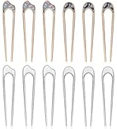 12 Pieces French Twist Hair Forks Large U-Shaped Hair Styling Pins Vintage Metal Hair Sticks for ...