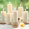 Natural Beeswax Pillar Candles,100% Pure Beeswax Candles-258 Hours Long Burning,Off-White Unscented Bees Wax Candles for Home,Prayer,Dripless Smokeless Organic Pillar Candles Bulk-2x4in-6 Pack