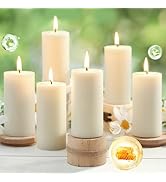 Natural Beeswax Pillar Candles,100% Pure Beeswax Candles-258 Hours Long Burning,Off-White Unscent...