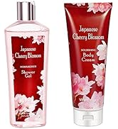 Vital Luxury Japanese Cherry Blossom Shower Gel and Body Cream Set - Nourishing and Moisturizing ...