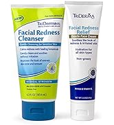 TriDerma Facial Redness Skin Care Bundle, Soothing Relief for Red, Irritated or Sensitive Skin, G...