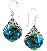 Abalone Shell Dangle Earrings for Women Sterling Silver 925 - Unique Vintage Beach Boho Earrings ...