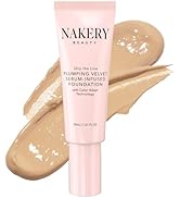 Nakery Full Coverage Foundation for Women - 5 in 1 Plumping Liquid Foundation Makeup - Serum Infu...