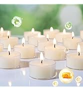 24 Packs Natural Beeswax Tealight Candles,100% Pure White Beeswax Candles,4 Hour Burn Time Organi...