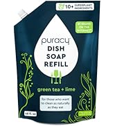 Puracy Natural Dish Soap Refill, Skin-Softening Plant-Based Liquid Dishwashing Detergent Soap, Cl...