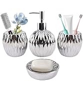 YTDTKJ Ceramic Bathroom Accessory Set, Toiletries Set of 4, Bathroom Countertop Set, Washroom Set...