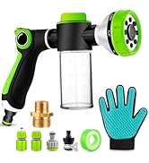 Pup Jet Dog Wash Hose Attachment, 8-in-1 Sprayer Mode Garden Hose Nozzle with 100cc Soap Dispense...