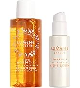 Lumene Brightening Facial Bundle - Includes Nordic-C Skin Glow Renew Night Serum for Face and Glo...